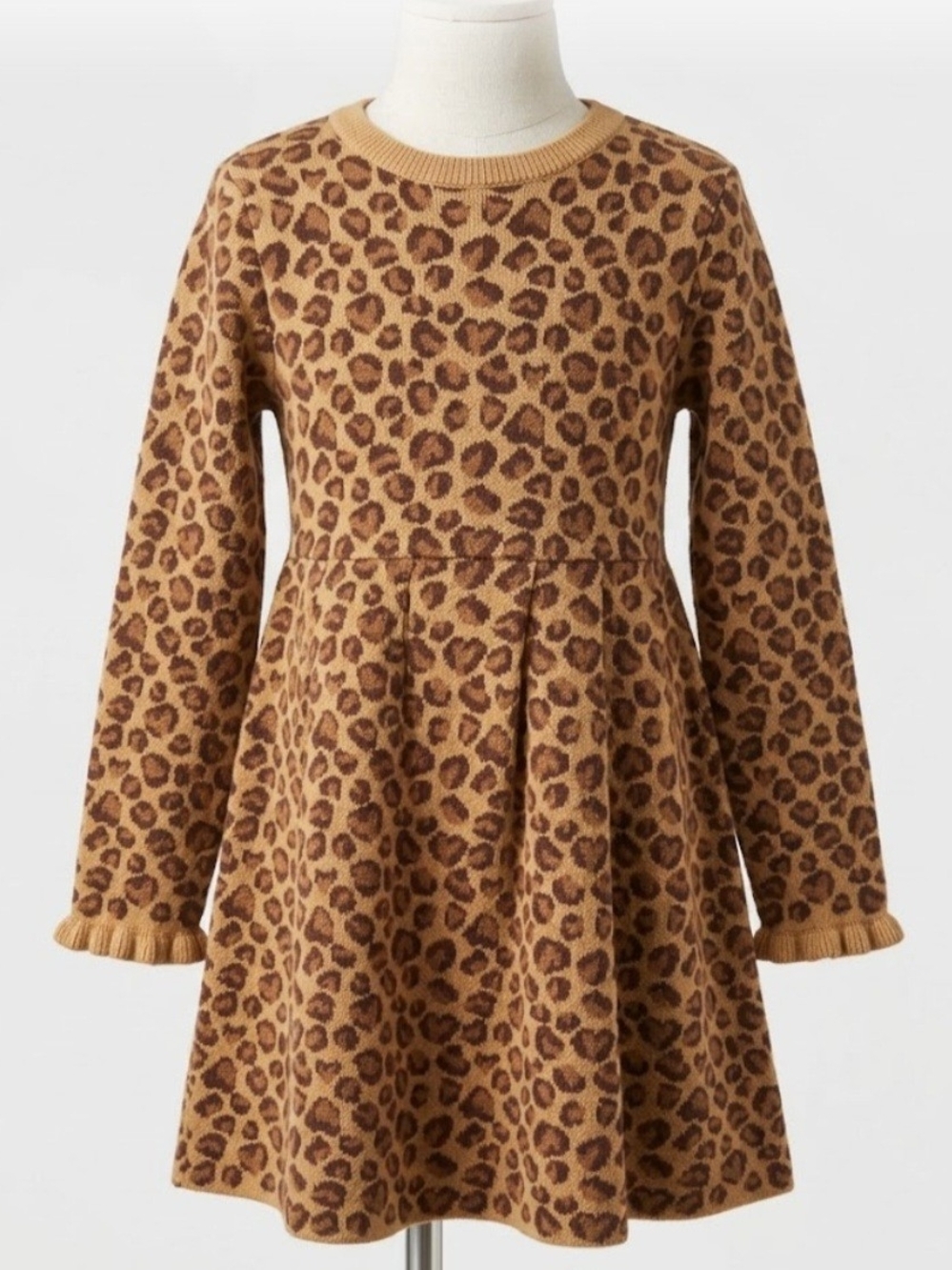 Rachel Zoe Girls' Brown Leopard Print Knit Dress